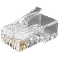 Разъем PLUG-8P8C-U-C6-100 RJ45 (8P8C) под витую пару кат.6 (50/50микродюйм) универс. (для ож и мж кабеля) (уп.100шт) 49367