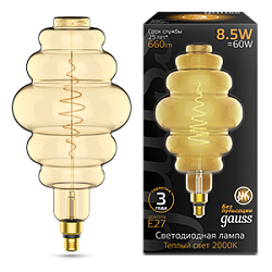 Лампа LED Filament Honeycomb GAUSS E27 8.5W Amber 660lm 2000K 1/2 161802105