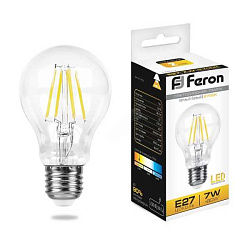 Лампа светодиодная LED 7вт Е27 теплый FILAMENT 25569