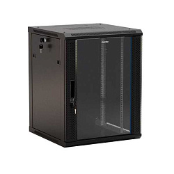 Шкаф настенный TWB-1266-GP-RAL9004 19дюйм 12U 650х600х600мм стеклян. дверь черн. 392634