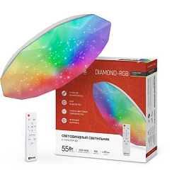 Светильник светодиодный COMFORT DIAMOND-RGB 55Вт 230В 3000-6500К 4400лм 385х75мм с пультом ДУ 4690612044576