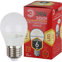 Лампочка светодиодная RED LINE ECO LED P45-6W-827-E27 E27 / Е27 6Вт шар теплый белый свет Б0020629