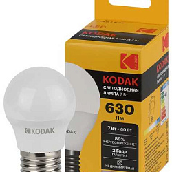 Лампочка светодиодная LED KODAK P45-7W-865-E27 E27 / Е27 7Вт шар холодный дневной свет Б0057616