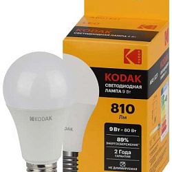 Лампочка светодиодная LED KODAK A60-9W-865-E27 E27 / Е27 9Вт груша холодный дневной свет Б0057604