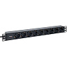 Блок розеток PDU TERACOM PRO 19" 1U 10А/250В 9 розеток Schuko шнур питания длиной 2 метра сечение 3x1,5 мм2 вилка C14 корпус алюминий черный TRP-HPD-10A-9SH-2MC14