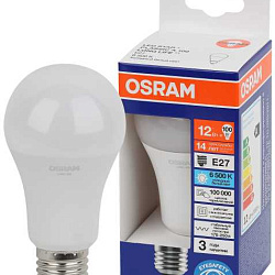 Лампа светодиодная LED 12Вт Е27 6500К 1055Лм груша 220В (замена 100Вт) OSRAM 4099854186127