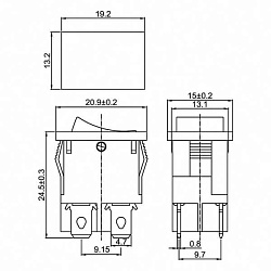 Выключатель клавишный 250В 6А (4с) ON-OFF красн. с подсветкой Mini (RWB-207 SC-768) блист. 06-0300-A