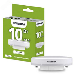 Лампа светодиодная T80 таблетка 10Вт 230В 4000К GX53 GENERICA LL-T80-10-230-40-GX53-G