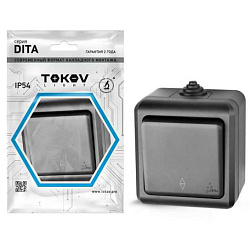 Переключатель 1-кл. ОП Dita IP54 10А 250В карбон TKL-DT-P1-C14-IP54