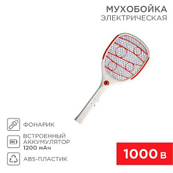 Мухобойка электрическая 0420 ПРОФИ, 1000В, с фонариком и аккумулятором 70-0420