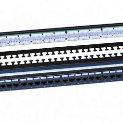 Патч-панель 19дюйм 1U RJ45 кат.6 24 порта Dual IDC ROHS PP3-19-24-8P8C-C6-110D черн. 246107