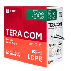 Кабель витая пара U/UTP кат.5E 4 пары solid внешн. LDPE черн. TERACOM TRC-5EUTP-04PE-BK-OUT3