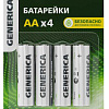 Батарейка щелочная Alkaline LR06/AA (4шт/блистер) GENERICA ABT-LR06-ST-L04-G