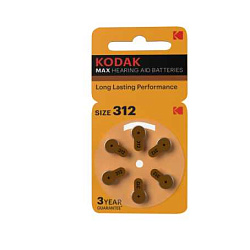 Батарейки ZA312-6BL [KZA312-6] MAX Hearing Aid (60/300/45000) Б0051738