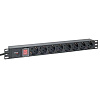 Блок розеток PDU TERACOM PRO 19" 1U 16А/250В 8 розеток Schuko с выключателем шнур питания длиной 2 метра сечение 3x1,5 мм2 вилка Schuko корпус алюминий черный TRP-HPD-LS-16A-8SH-2MSH