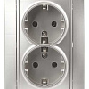 Розетка Plano 1-205-03 с заземлением двойная 2X2P+E Schuko, 16А-250В, IP20, СУ, алюминий Б0053917