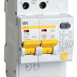 Выключатель автоматический дифференциального тока 2п C 16А 30мА тип AC 4.5кА АД-12 MAD10-2-016-C-030