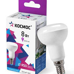 Лампа светодиодная R50 8Вт 6500К E14 220В КОСМОС Lksm_LED8wR50E1465