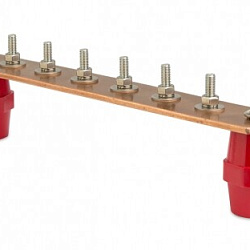Главная заземляющая шина с изоляторами, 20 подключений, медь NE2020