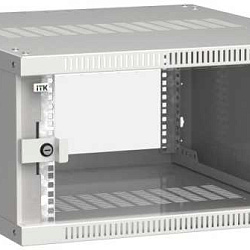 Шкаф LINEA WE 6U 600x650мм дверь стекло серый LWE3-06U67-GF