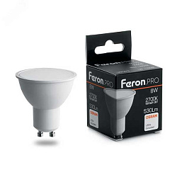 Лампа светодиодная LED 8вт 230в GU10 теплый Feron.PRO 38092