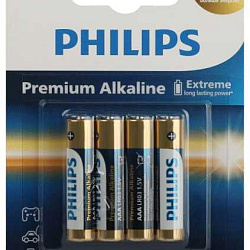 Элемент питания алкалиновый AAA/LR03 1.5В Premium (блист. 4шт) Philips Б0062755