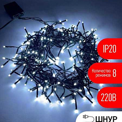 ENIN - GC Гирлянда LED Нить Мишура 3,9 м зеленый провод, холодный свет, 220V (24/576) Б0047969