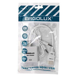 Переходник VGA-HDMI+AUX ELX-VA01P-HDMI комплект пластик пакет бел. 15297