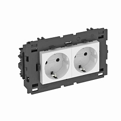 Розетка силовая 0° двойная 2х2К+З Modul45connect, со шторками, 16А 250В белая STD-D0C8 RW2 6120432