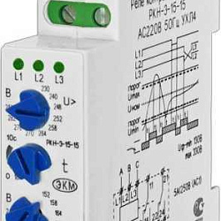 Реле контроля напряжения 3ф РКН-3-15-15 УХЛ4 AC 230В/AC 400В 4-х проводная схема включения задержка срабатывания 0.1...10с ток контактов исполнит. реле 8А 2п A8302-16933945