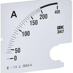 Шкала сменная для амперметра Э47 200/5А-1.5 96х96мм IPA20D-SC-0200