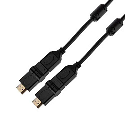 Шнур HDMI - HDMI 1,4, 2м, Gold, с фильтрами, угловой 360° 17-6204-3