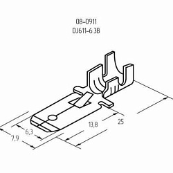 Клемма плоская (штекер-6.3мм) 1-1.5кв.мм (DJ611-6.3B) 08-0911