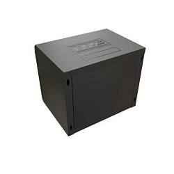 Шкаф настенный 19дюйм WR-TW-1266-GP-RAL9004 (19дюйм) 12U 650х600х600мм RAL 9004 стеклянная дверь черн. (разобранный) 520247