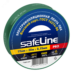 Изолента ПВХ зеленая 19мм 20м Safeline 9370