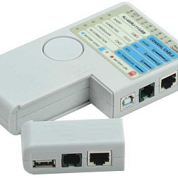 Тестер для витой пары 4в1 RJ45/RJ11/BNC/USB с элементом питания WH3468