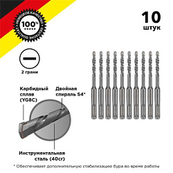 Бур по бетону 6x110x50 мм SDS PLUS (10 шт.) KR-91-0006-4