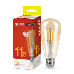 Лампа светодиодная LED-ST64-deco gold 11Вт цилиндр золотая 3000К тепл. бел. E27 1160лм 230В 4690612035673