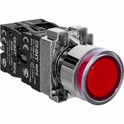 Кнопка управления NP2-BW3465 плоская 1НО+1НЗ AC/DC230В (LED) IP40 красн. 574366