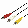 Шнур 3 RCA - 3 RCA, 3м, черный 17-0204