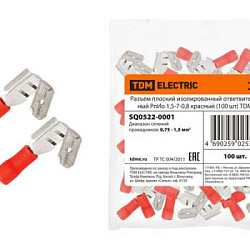 Разъем плоский изолированный ответвительный РпИо 1,5-7-0,8 красный (100 шт) SQ0522-0001