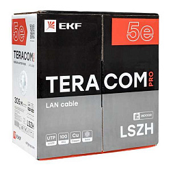 Кабель витая пара U/UTP кат.5E 4 пары 24 AWG solid LSZH нг(А)-HF сер. TERACOM PRO TRP-5EUTP-04LSH-GY-IN3