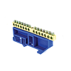 Шина нулевая N 6х9 14 отвер. латунь син. изолятор на DIN-рейку PROxima sn0-63-14-d