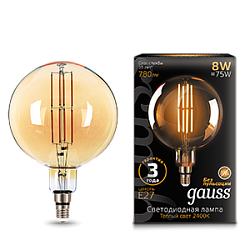 Лампа LED Vintage Filament G200 8W E27 200*300mm Golden 780lm 2400K 1/6 153802008