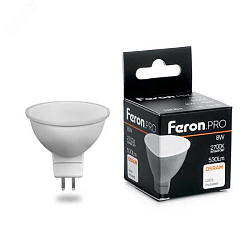 Лампа светодиодная LED 8вт 230в GU5.3 теплый Feron.PRO 38089